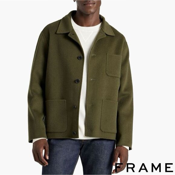 FRAME **NWT** Double Face Wool Jacket in Olive Green - Picture 1 of 11